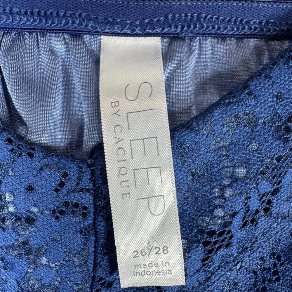 Cacique Sleep‎ Blue Velvet Lace Trim Cami Pajama Tank Top Plus Size 26 28 - Picture 4 of 8